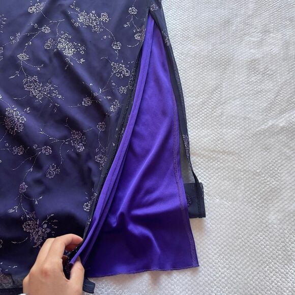 CANDY ROCKET PURPLE FLORAL MESH MAXI SLIP DRESS - Picture 4 of 6